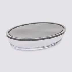 Pirofila da forno 30x21 cm in vetro borosilicato con coperchio grigio