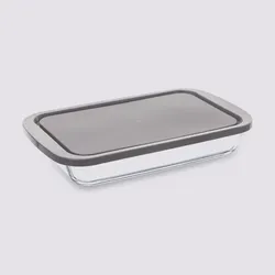 Pirofila da forno 30x18 cm in vetro borosilicato con coperchio grigio