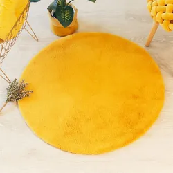 Tappeto rotondo 80 cm in similpelliccia ocra - Ofelia
