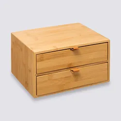 Organizer 20h cm in legno di bambù naturale con 2 cassetti
