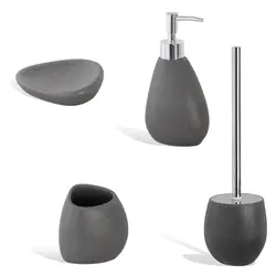 Set 4 accessori da bagno da appoggio antracite effetto pietra