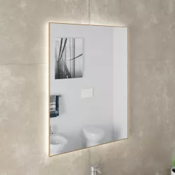 Specchio led 60 x 80 cm reversibile oro spazzolato retroilluminato  -  Estrella
