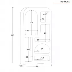 Libreria 80x26x170 h cm in legno bianco effetto pietra - Hermosa