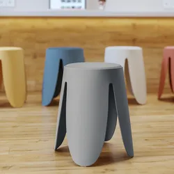 Sgabello impilabile in polipropilene grigio con cuscino in similpelle - Acton