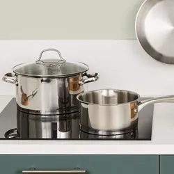 Pentola 28x22h cm in acciaio inox cromo con coperchio in vetro - Veralux