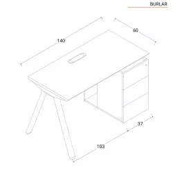 Scrivania 140x60 cm in legno rovere e acciaio bianco con cassettiera  integrata a destra - Arrow