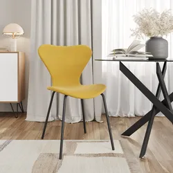 Sedia impilabile in tessuto giallo con gambe in metallo nero - Dolly