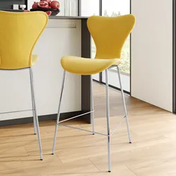 Sgabello in tessuto giallo con gambe cromo - Dolly