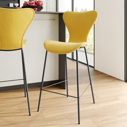 Sgabello in tessuto giallo con gambe in metallo nero - Dolly