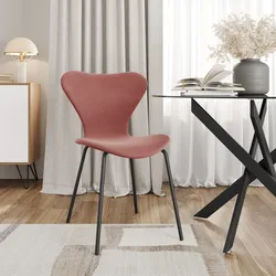 Sedia impilabile in tessuto terracotta con gambe in metallo nero - Dolly