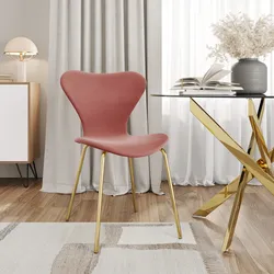 Sedia impilabile in tessuto terracotta con gambe oro - Dolly