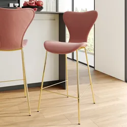 Sgabello in tessuto terracotta con gambe oro - Dolly