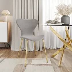 Sedia impilabile in velluto grigio ghiaccio con gambe oro - Dolly