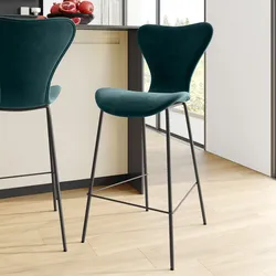 Sgabello in velluto verde bosco con gambe in metallo nero - Dolly