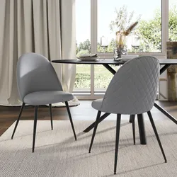 Set 2 sedie in similpelle grigio e gambe nere - Kubra