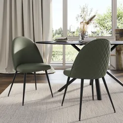 Set 2 sedie in similpelle verde scuro e gambe nere - Kubra