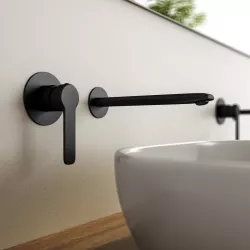 Miscelatore lavabo a muro in ottone nero - Tila