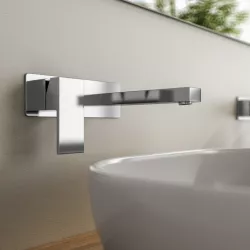 Miscelatore lavabo a muro in ottone cromo - Tiamat