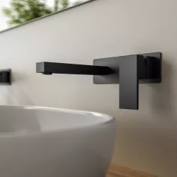 Miscelatore lavabo a muro con piastra nero - Tiamat