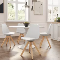 Set 4 sedie in similpelle bianco gambe in legno - Marlea
