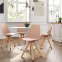 Set 4 sedie in similpelle rosa gambe in legno - Marlea