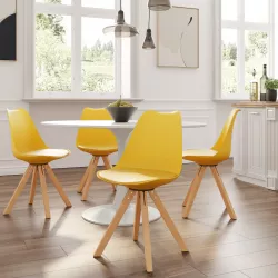 Set 4 sedie in similpelle giallo gambe in legno - Marlea