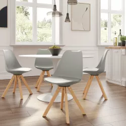 Set 4 sedie in similpelle grigio gambe in legno - Marlea