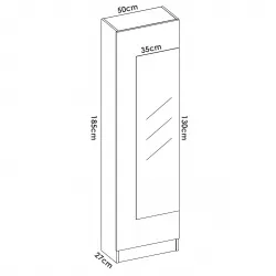 Scarpiera Nettuno 1 Anta a Specchio 49X25X178 in Bianco Laccato