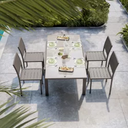 Tavolo da pranzo allungabile con top in vetro 120/180x90 cm in alluminio  tortora - Carioca