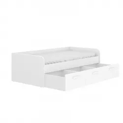 Letto per bambini 90x190 cm in legno bianco con cassettone