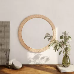 Specchio Ø 62 cm con cornice in rattan - Wish