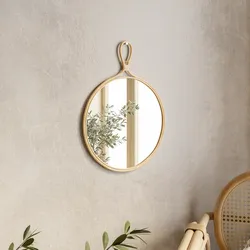 Specchio Ø 50 cm con cornice in rattan - Lerman