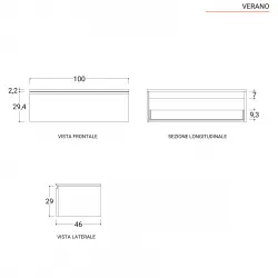 Mobile bagno sospeso portalavabo 100 cm con cassettone rovere biscuit e  specchio - Verano