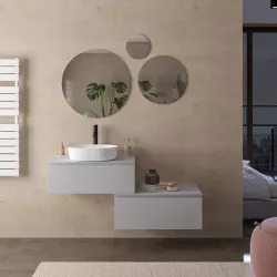 Mobile bagno sospeso portalavabo 80 cm con cassettone grigio matt e specchio - Verano