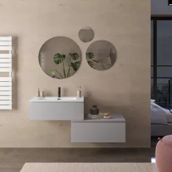 Mobile bagno sospeso 80 cm con cassettone grigio matt e lavabo integrato opaco - Verano