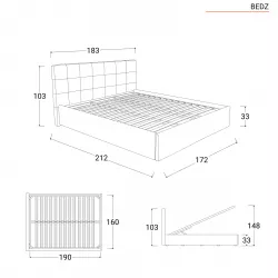 Letto matrimoniale contenitore 160x190 cm imbottito in similpelle beige -  Bedz