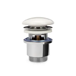 Piletta click-clack con troppo pieno 8,5 h cm con tappo in ceramica bianco