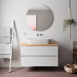 Mobile bagno sospeso 100 cm rovere africa con specchio - Yamir