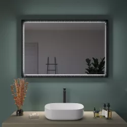 Specchio led 120x80 cm nero opaco con accensione touch - Yorli