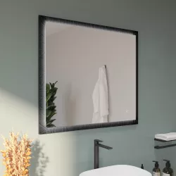 Specchio led 90x80 cm nero opaco con accensione touch - Yorli
