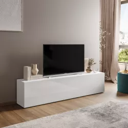 Mobile porta TV 180x40h cm a terra o sospeso in legno bianco lucido - Arona