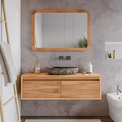 Mobile bagno sospeso 120 cm in legno teak naturale - Silveira