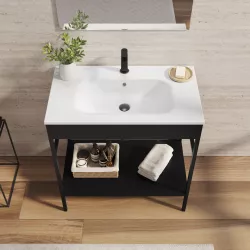 DEGHI MOBILI Mobile Bagno A Terra 80 Cm Con Lavabo Grigio E Specchio Led -  Axis Plus | Mobili A Terra ~ Senigallia Skating