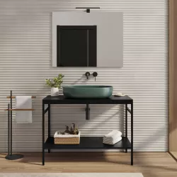 Mobile bagno a terra portalavabo 100 cm nero opaco con specchio - Axis