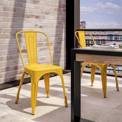 Sedia da giardino impilabile stile industrial in metallo giallo - Farley