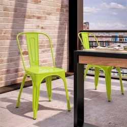 Sedia da giardino impilabile stile industrial in metallo verde lime - Farley