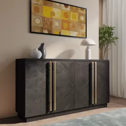 Madia 170x90h cm in legno di mango bronzo con 4 ante - Lyle