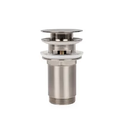 Piletta di scarico click-clack con troppo pieno con tappo slim spazzolato