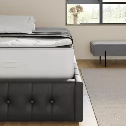 Letto 120x190cm a una piazza e mezzo con cuscino in similpelle tortora  LIT159