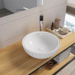 Lavabo d'appoggio 40x13 cm in ceramica bianco lucido - Blik